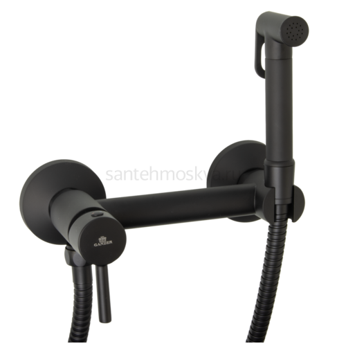 12202-C Set Смеситель для гиг. душа КРУГ (ЧЕРНЫЙ) (10/1шт)