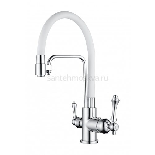 77025-F Смес. для кухни с гибким шлангом и под фильтр (БЕЛЫЙ) (10/1шт)