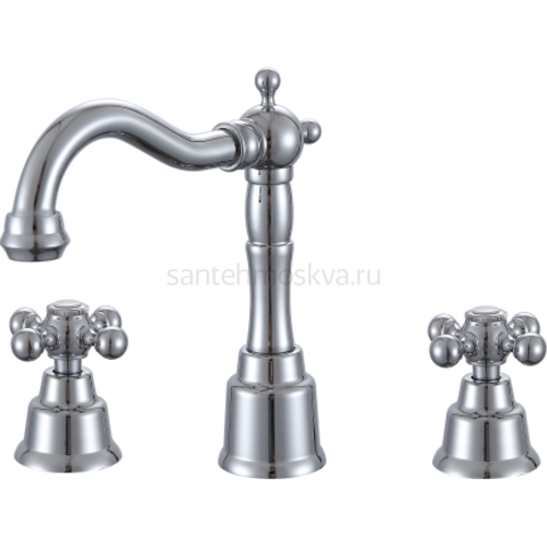 09114 Смеситель на борт раковины (3-отв, ХРОМ) (10/1шт)