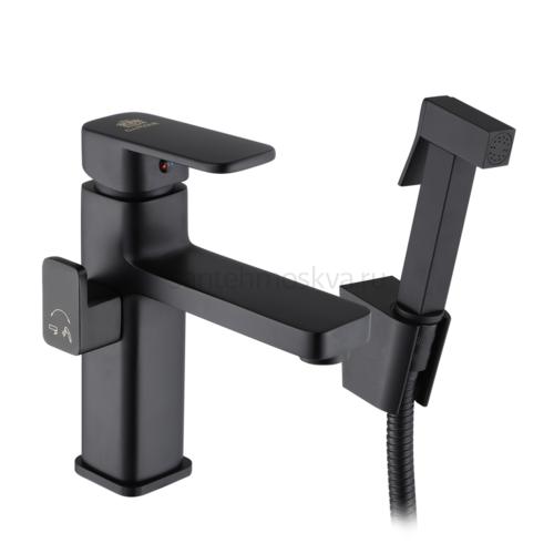 12053-C Смеситель для умыв. с под. гиг. лейки (ЧЕРНЫЙ) (10/1шт) Л/К