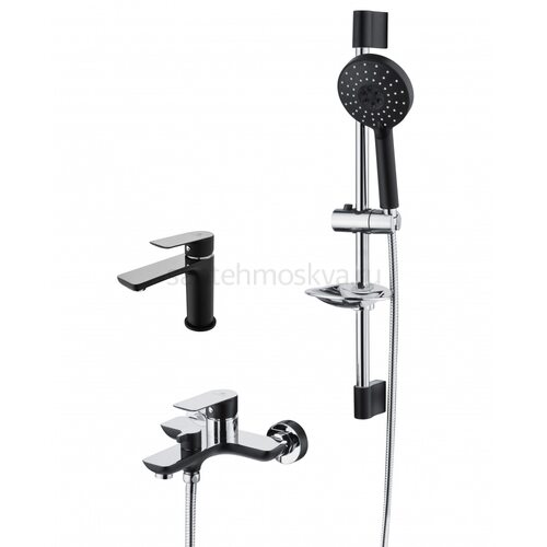 21037-C Душевой комплект (3 в 1) (хром+черный) Л/К