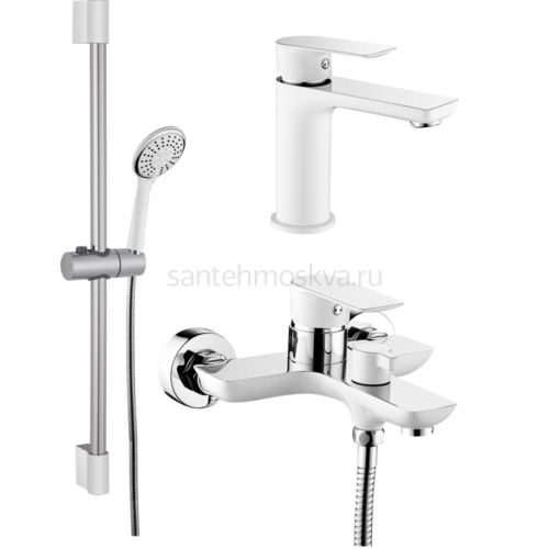 21037-F Душевой комплект (3 в 1) БЕЛЫЙ (5/1шт) Л/К