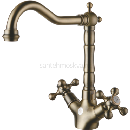 09122-D Смеситель 2-ух руч. для кухни (БРОНЗА) (10/1шт)