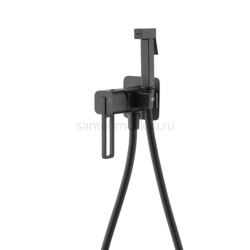 12157-C Смеситель встраиваемый с ГИГ. душем (ЧЕРНЫЙ) (10/1шт)