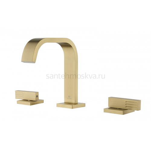 01115-S Смеситель на борт раковины (3-отв,матовое золото) (10/1шт)
