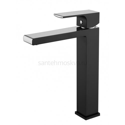 28012-C Смес. для умыв. (ВЫСОКИЙ хром+черный) (10/1шт) Л/К