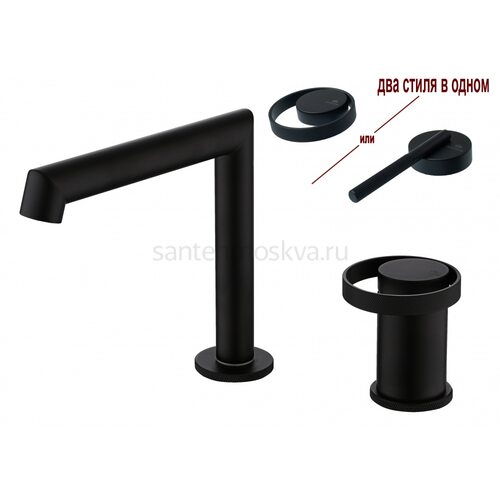 19114-C Смеситель на борт раковины (2-отв,ЧЕРНЫЙ) (10/1шт)