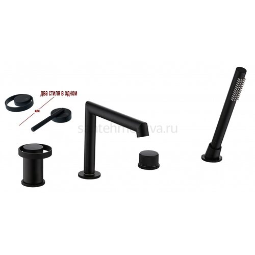 19133-C Смеситель на борт ванны (4-отв,ЧЕРНЫЙ) (6/1шт)
