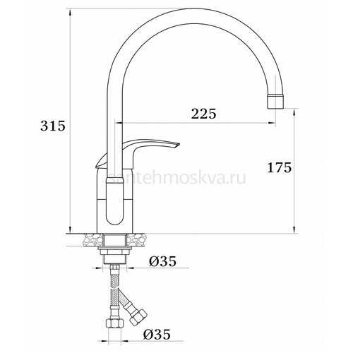 03021 Смеситель однорычажный для кухни (8/1шт) Л/К