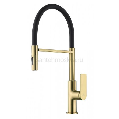 07126-S Смеситель для кухни с гиб. МАГНИТ. изливом (матовое золото+ЧЕР.) (10/1шт)