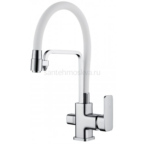 12026-F Смес. для кухни с гибким шлангом и под фильтр (БЕЛЫЙ) (10/1шт) Л/К