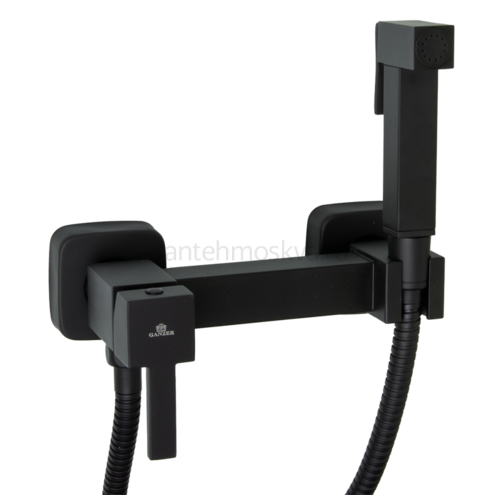 12201-C Set Смеситель для гиг. душа КВАДРАТ (ЧЕРНЫЙ) (10/1шт)