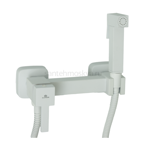 12201-F Set Смеситель для гиг. душа КВАДРАТ (БЕЛЫЙ) (10/1шт)