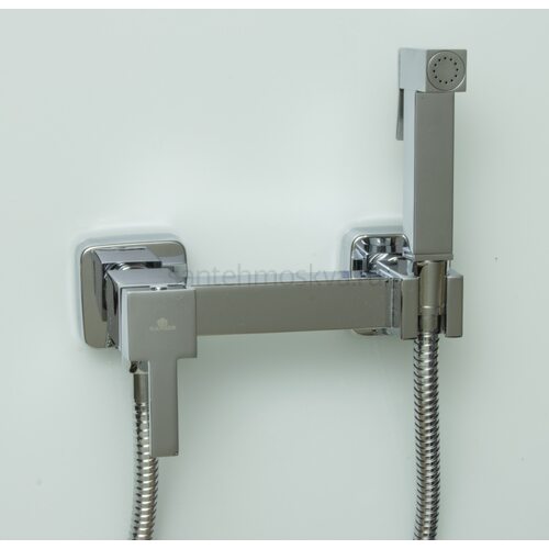 12201 Set Смеситель для гиг. душа КВАДРАТ (ХРОМ) (10/1шт)