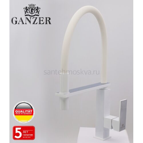 16037-F Смеситель для кухни с гибким изливом (БЕЛЫЙ)