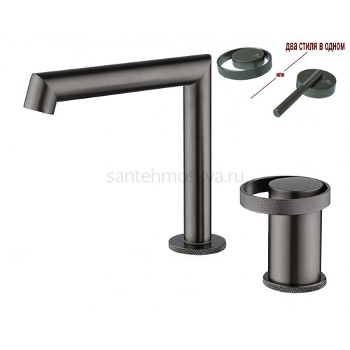19114-Q Смеситель на борт раковины (2-отв,ГРАФИТ) (10/1шт)