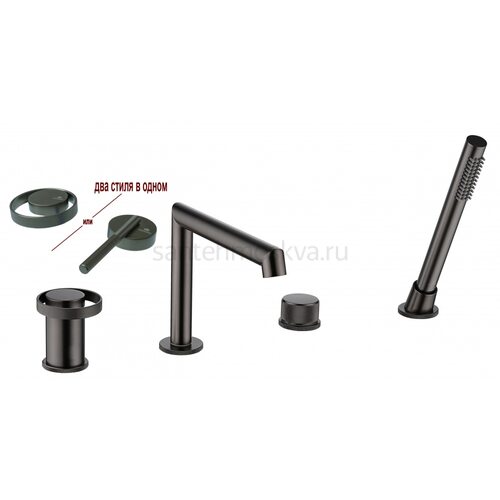 19133-Q Смеситель на борт ванны (4-отв,ГРАФИТ) (6/1шт)