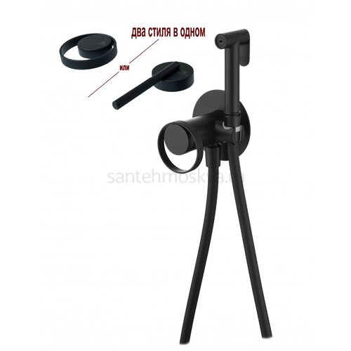 19157-C Смеситель встраиваемый с ГИГ. душем (ЧЕРНЫЙ) (10/1шт)