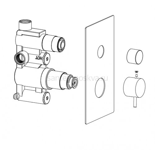 55055 Смеситель вст. для душа (квадрат) (8/1шт)