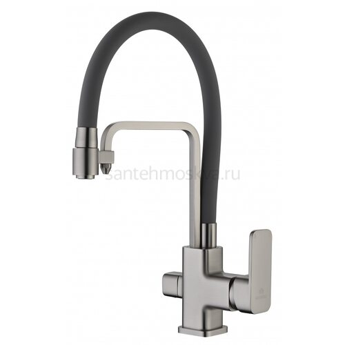 12026-GH Смес. для кухни с гибким шлангом и под фильтр (сат.сер.) (10/1шт) Л/К