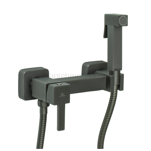 12201-Q Set Смеситель для гиг. душа КВАДРАТ (ГРАФИТ) (10/1шт)