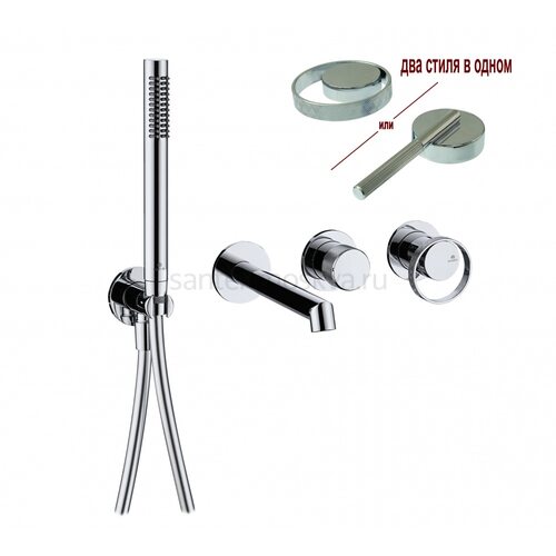 19134 Встроенный смес. для ванны (ХРОМ) (6/1шт)