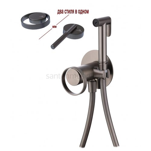 19157-Q Смеситель встраиваемый с ГИГ. душем (ГРАФИТ) (10/1шт)