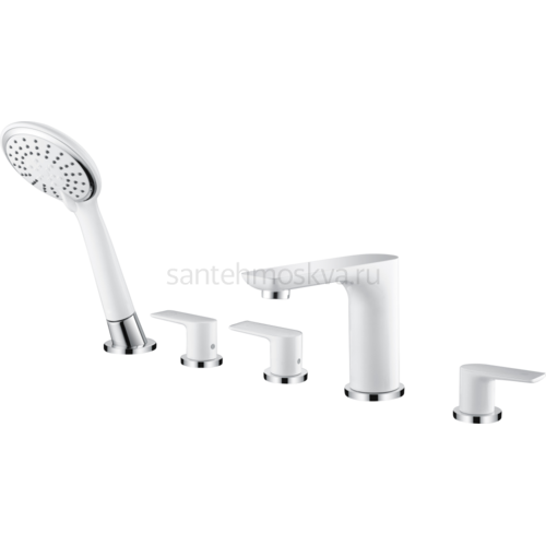 21088-F Смеситель на борт ванны БЕЛЫЙ (5 отв) (6/1шт) Л/К