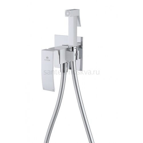 44157-F Смеситель встраиваемый с ГИГ. душем (БЕЛЫЙ) (10/1шт)