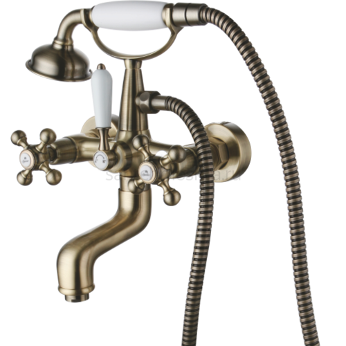 09032-D Смеситель 2-ух руч. для ванны БРОНЗ (6/1шт) Л/К