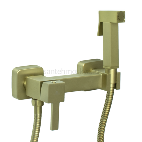 12201-S Set Смеситель для гиг. душа КВАДРАТ (матовое золото) (10/1шт)