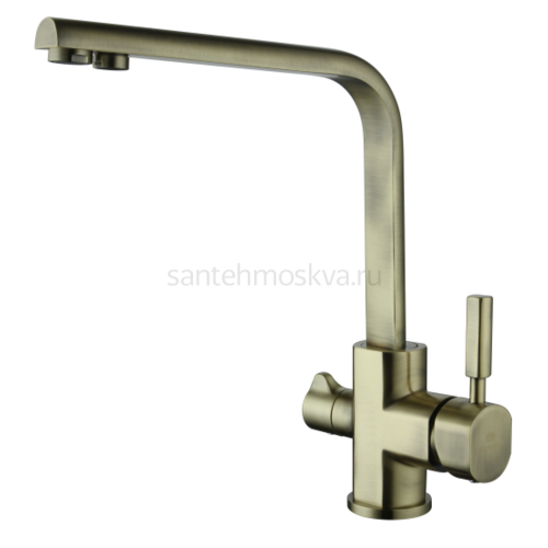 16034-D Смеситель для кухни на две воды (БРОНЗ) (10/1шт) Л/К