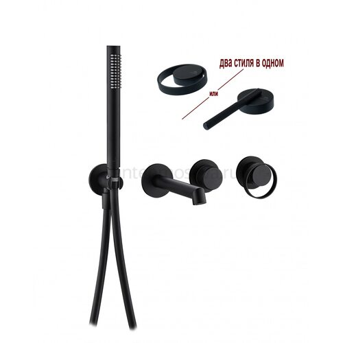 19134-C Встроенный смес. для ванны (ЧЕРНЫЙ) (6/1шт)