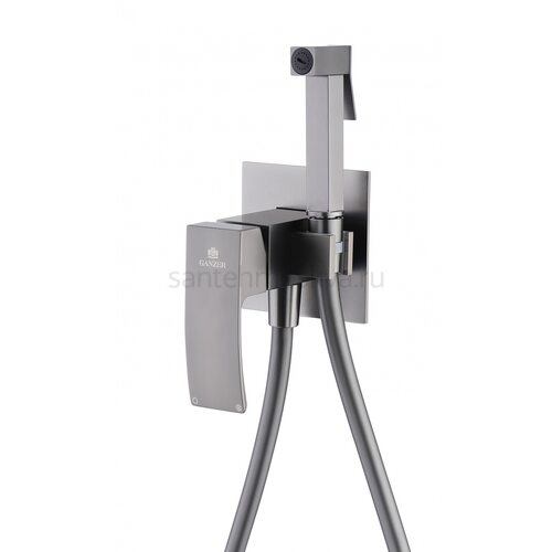 44157-Q Смеситель встраиваемый с ГИГ. душем (ГРАФИТ) (10/1шт)