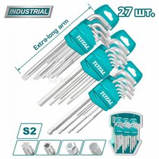 Набор шестигранных ключей и ключей Torx, 27 шт. TOTAL (THT106KT0271 ТОТАЛ)