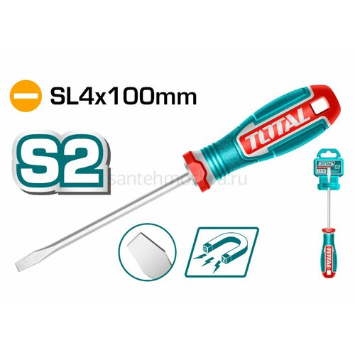 Отвертка шлицевая SL4x100 Мм TOTAL (TSDSL4100 ТОТАЛ)