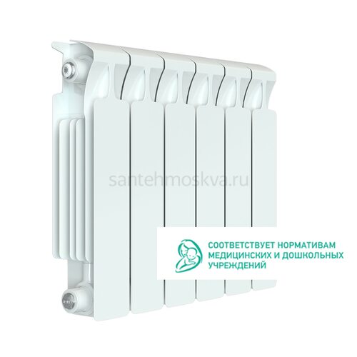 Радиатор биметаллический Rifar Monolit 350 - 6 секций c боковым подключением (Рифар)