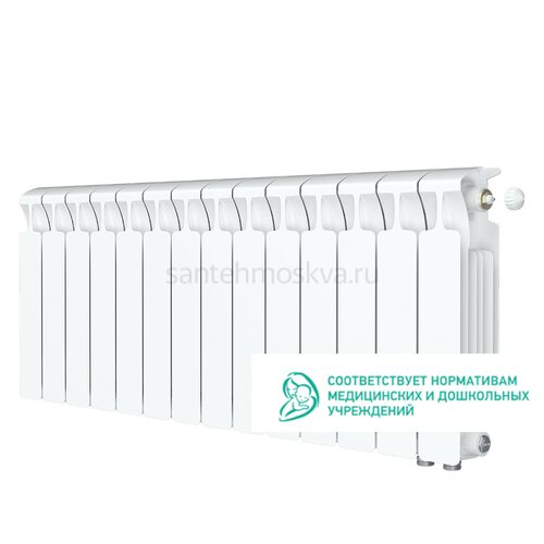 Радиатор биметаллический Rifar Monolit 350 Ventil VR - 14 секций c нижним правым подключением (Рифар)