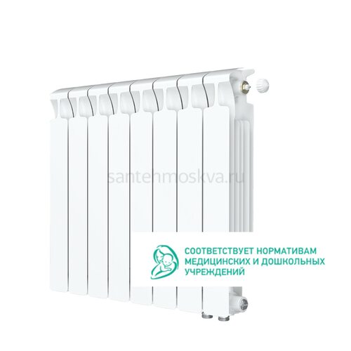 Радиатор биметаллический Rifar Monolit 500 Ventil VR - 8 секций c нижним правым подключением (Рифар)