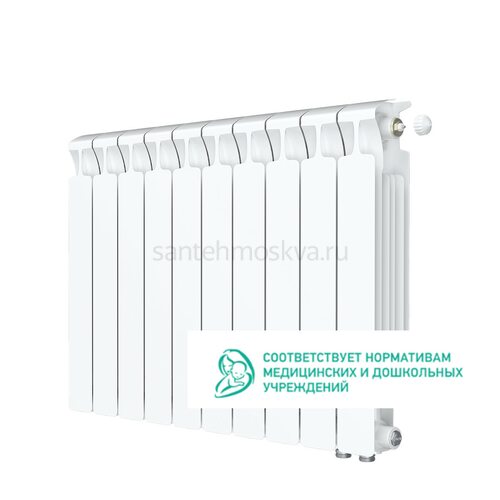 Радиатор биметаллический Rifar Monolit 500 Ventil VR - 10 секций c нижним правым подключением (Рифар)