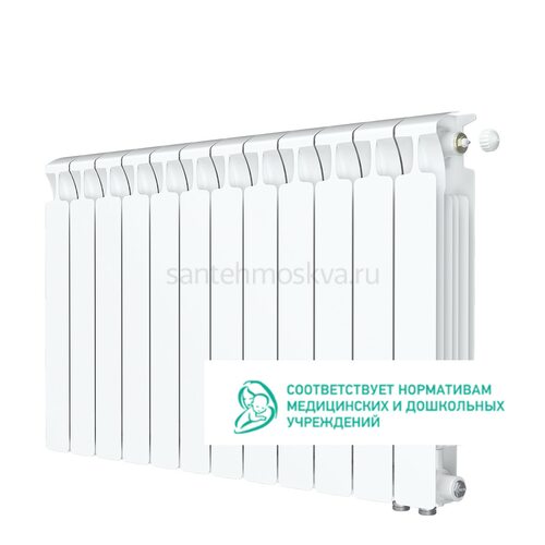 Радиатор биметаллический Rifar Monolit 500 Ventil VR - 12 секций c нижним правым подключением (Рифар)