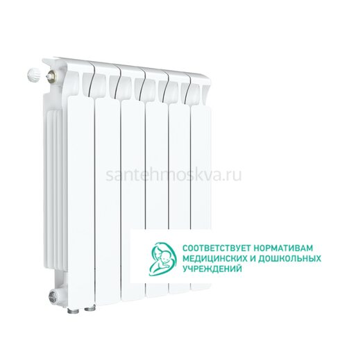 Радиатор биметаллический Rifar Monolit 500 Ventil VL - 6 секций c нижним левым подключением (Рифар)