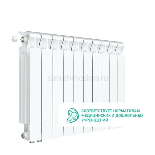 Радиатор биметаллический Rifar Monolit 500 Ventil VL - 10 секций c нижним левым подключением (Рифар)