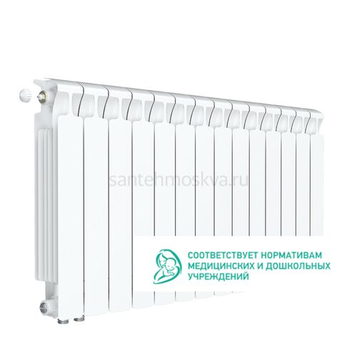 Радиатор биметаллический Rifar Monolit 500 Ventil VL - 14 секций c нижним левым подключением (Рифар)