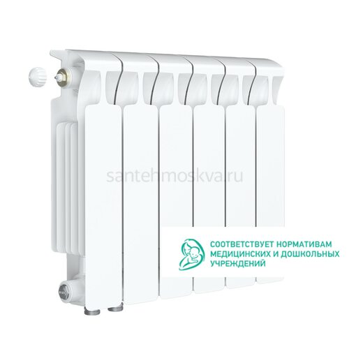 Радиатор биметаллический Rifar Monolit 350 Ventil VL - 6 секций c нижним левым подключением (Рифар)