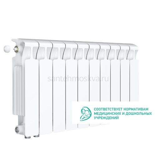 Радиатор биметаллический Rifar Monolit 350 Ventil VL - 10 секций c нижним левым подключением (Рифар)