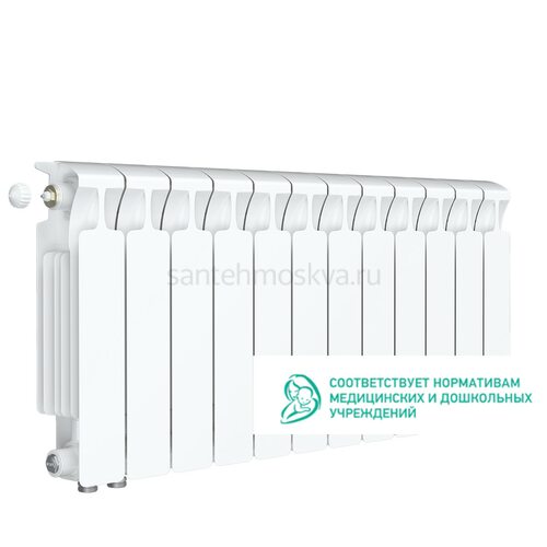 Радиатор биметаллический Rifar Monolit 350 Ventil VL - 12 секций c нижним левым подключением (Рифар)