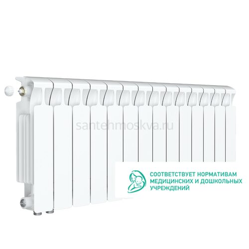Радиатор биметаллический Rifar Monolit 350 Ventil VL - 14 секций c нижним левым подключением (Рифар)