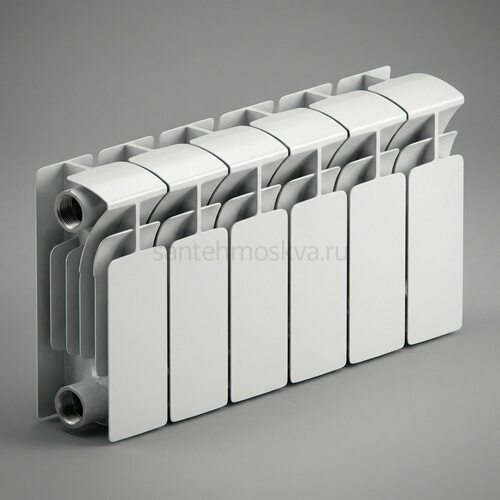 Радиатор биметаллический Base 200 - 6 секций c боковым подключением R-BA-200-06