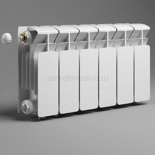 Радиатор биметаллический Base 200 Ventil VL - 6 секций c нижним левым подключением R-BA-200-06-VL